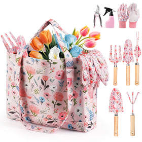 Grenebo 10-piece garden tools front view for versatile gardening tasks.