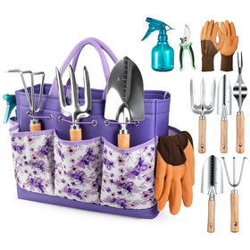 Grenebo 9-piece garden tool set with tote for organized gardening