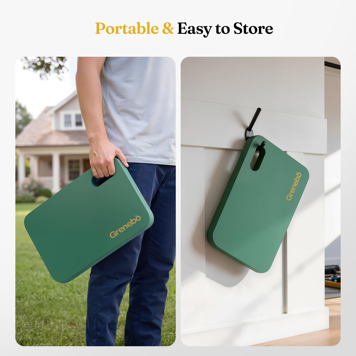 Grenebo durable kneeling pad withstands heavy use in garden, workshop, and home.
