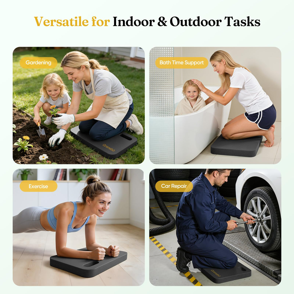 Grenebo kneeling pad that resists cracking and wear for lasting use