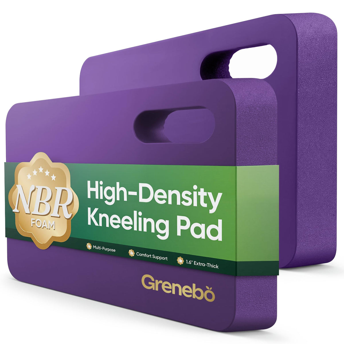 Grenebo kneeling pad top view in purple showing shape and color for gardening comfort
