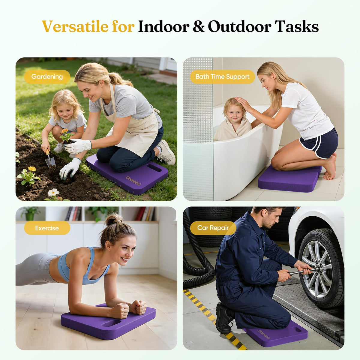 Grenebo kneeling pad used for yoga and floor exercises