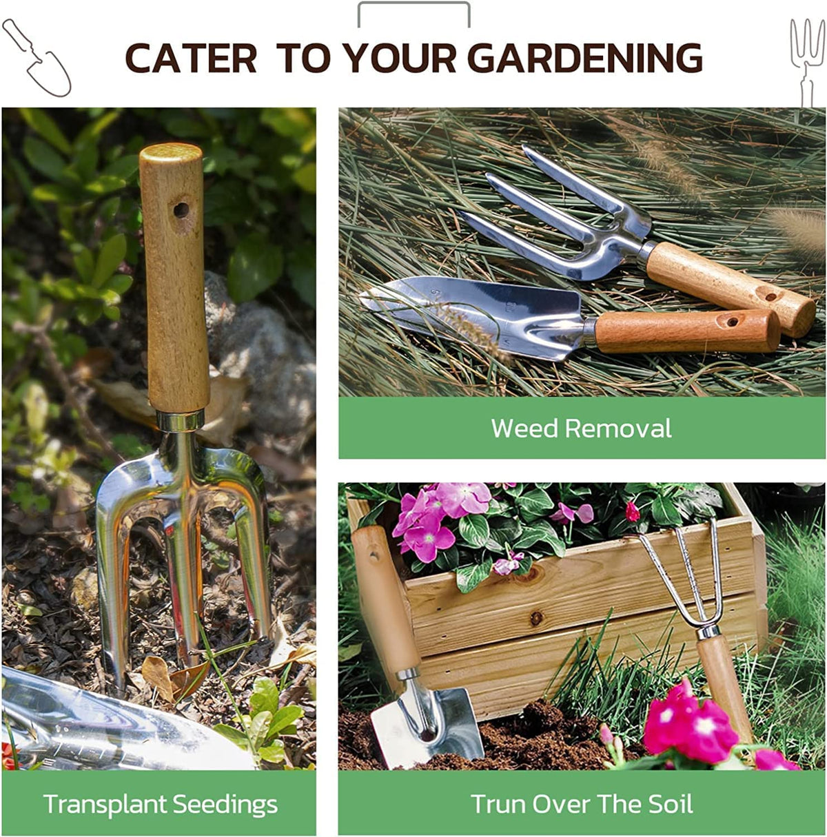 Grenebo floral storage bag keeps tools organized and ready for garden duty.