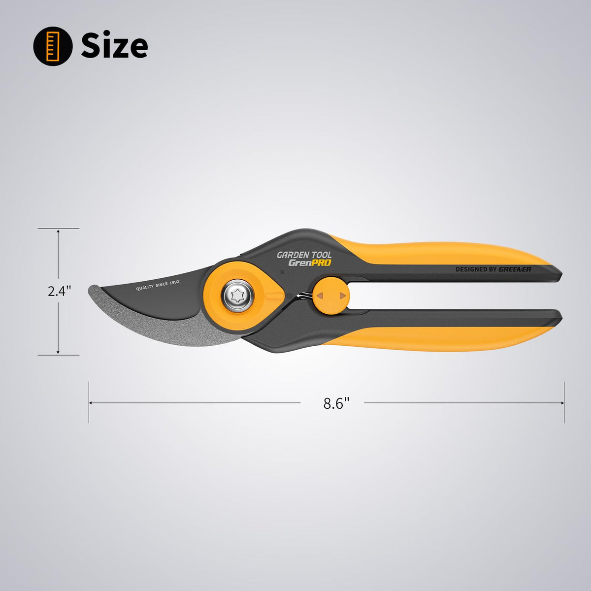 GrenPRO spring-action reopens blades to reduce hand fatigue during pruning.