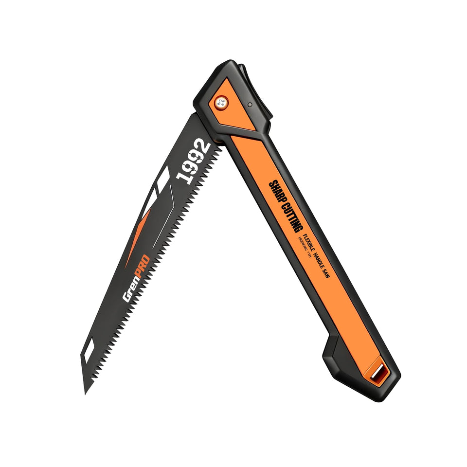 GRENPRO folding pruning saw with a 7-inch blade for precise garden cuts.