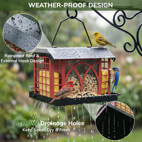 Anti-squirrel locking hook prevents roof access and seed theft