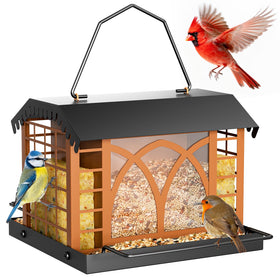 Grete Gotye bird feeder weatherproof roof boosts outdoor durability and bird visibility.