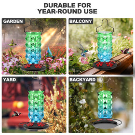 Grete Gotye glass feeder makes a colorful garden gift for bird lovers
