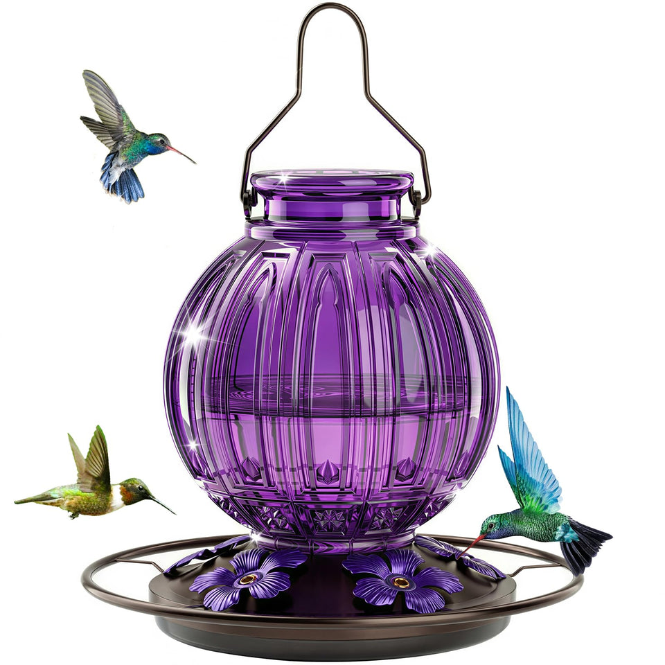 Grete Gotye glass hummingbird feeder with five ports attracts hummingbirds to your garden.