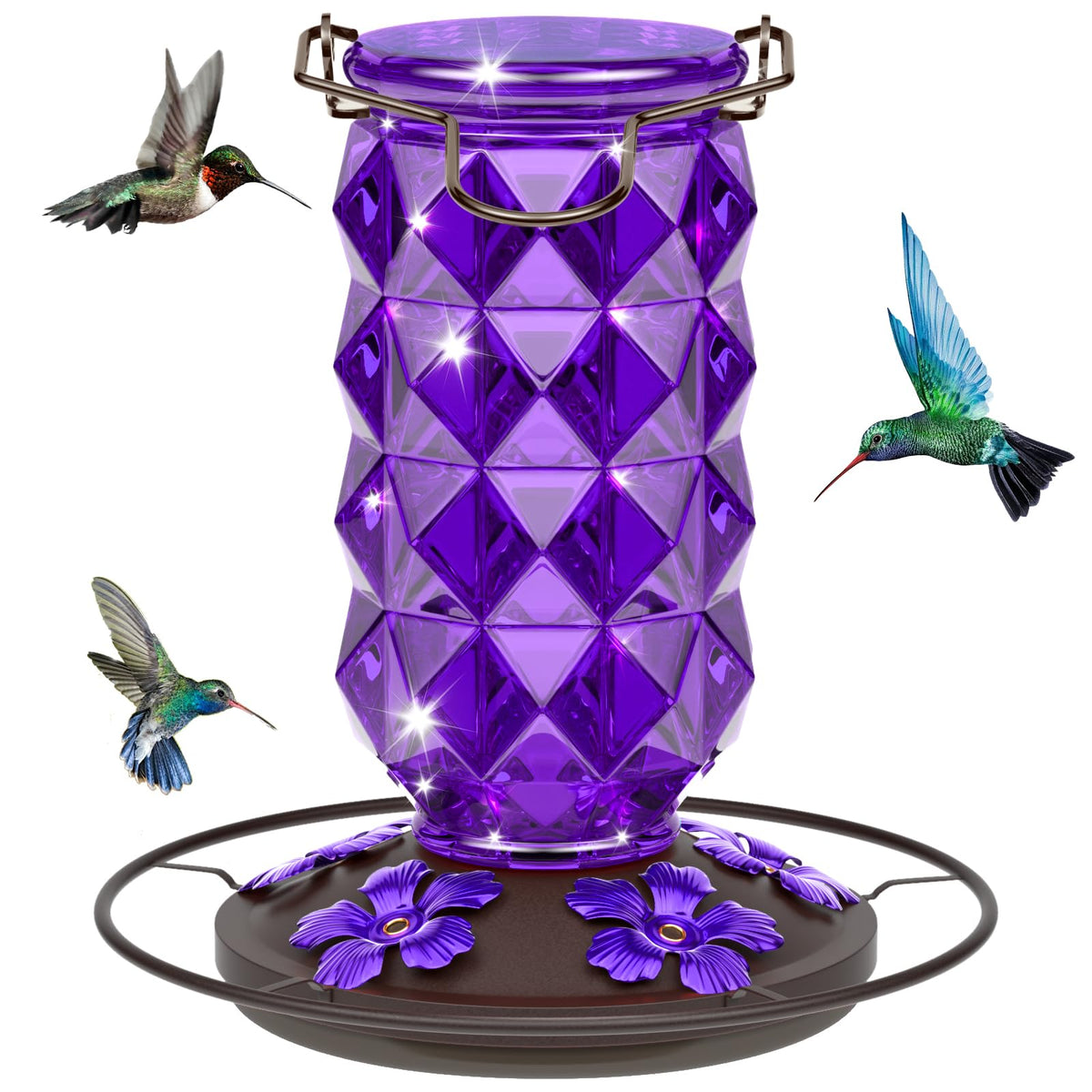 Grete Gotye Glass Hummingbird Feeder wide mouth design simplifies filling and cleaning