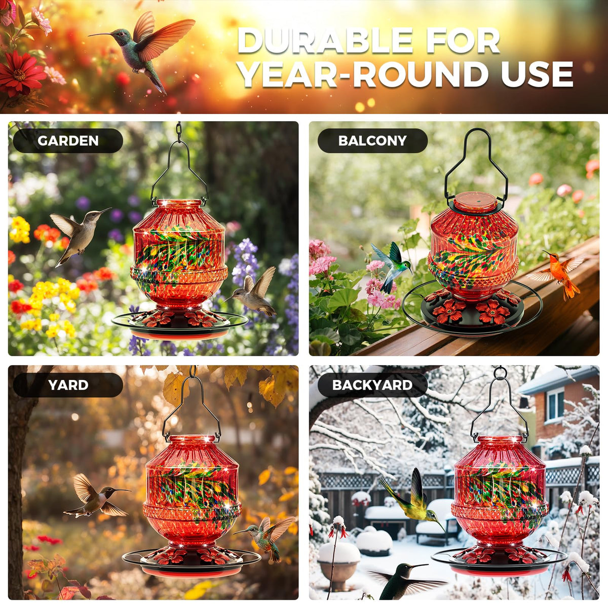 Grete Gotye hanging bird feeder suitable for year-round outdoor use