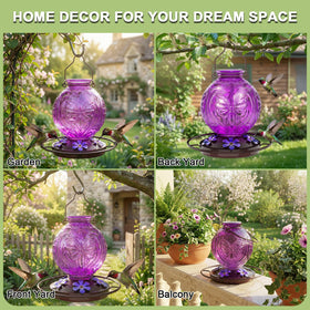 Purple Grete Gotye feeder enhances garden decor for outdoor spaces