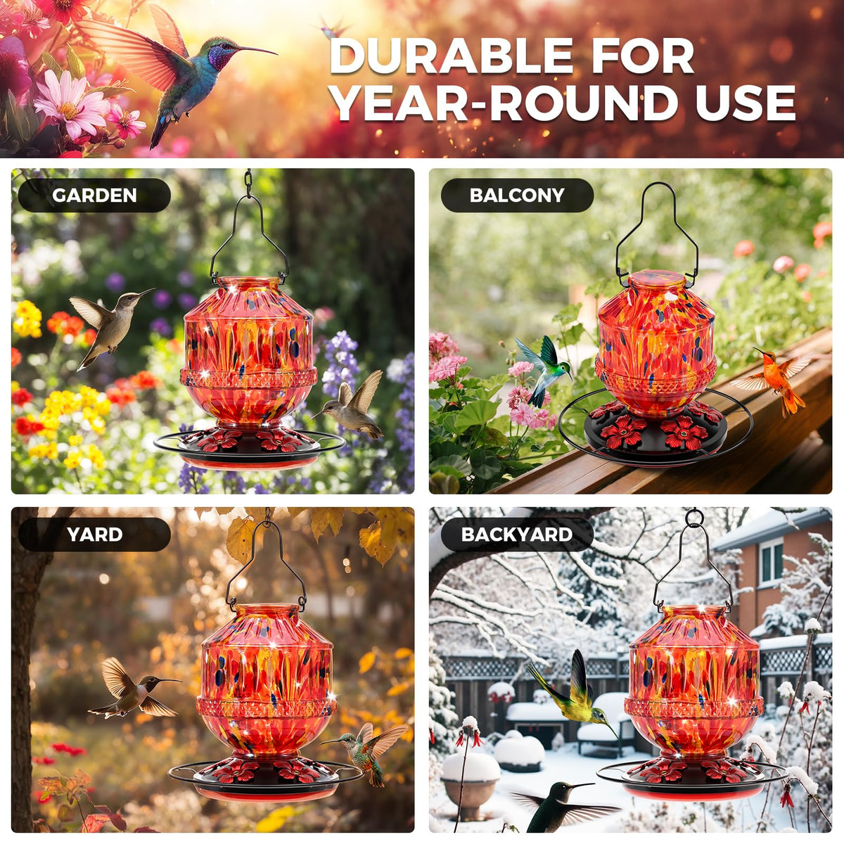 Grete Gotye Sunrise Red outdoor bird feeder adds vibrant decor to patio