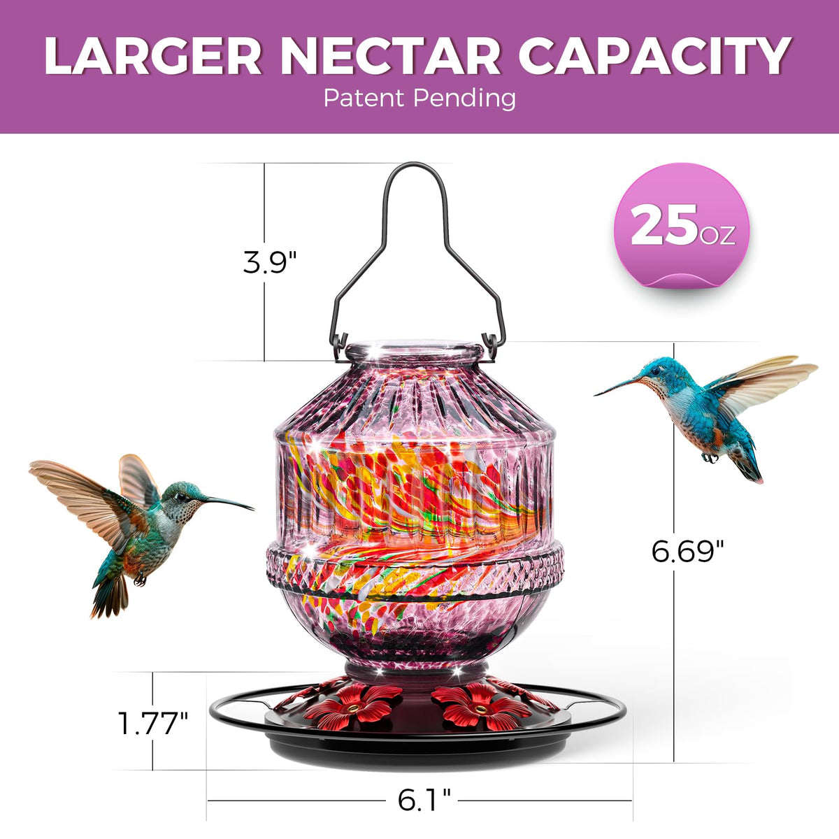 Grete Gotye wide-mouth glass feeder for easy filling and cleaning
