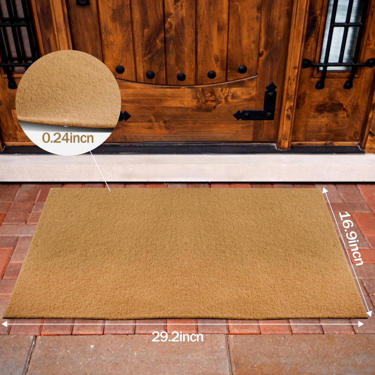GRETJOB artificial coir doormat for outdoor use traps dirt and moisture effectively.