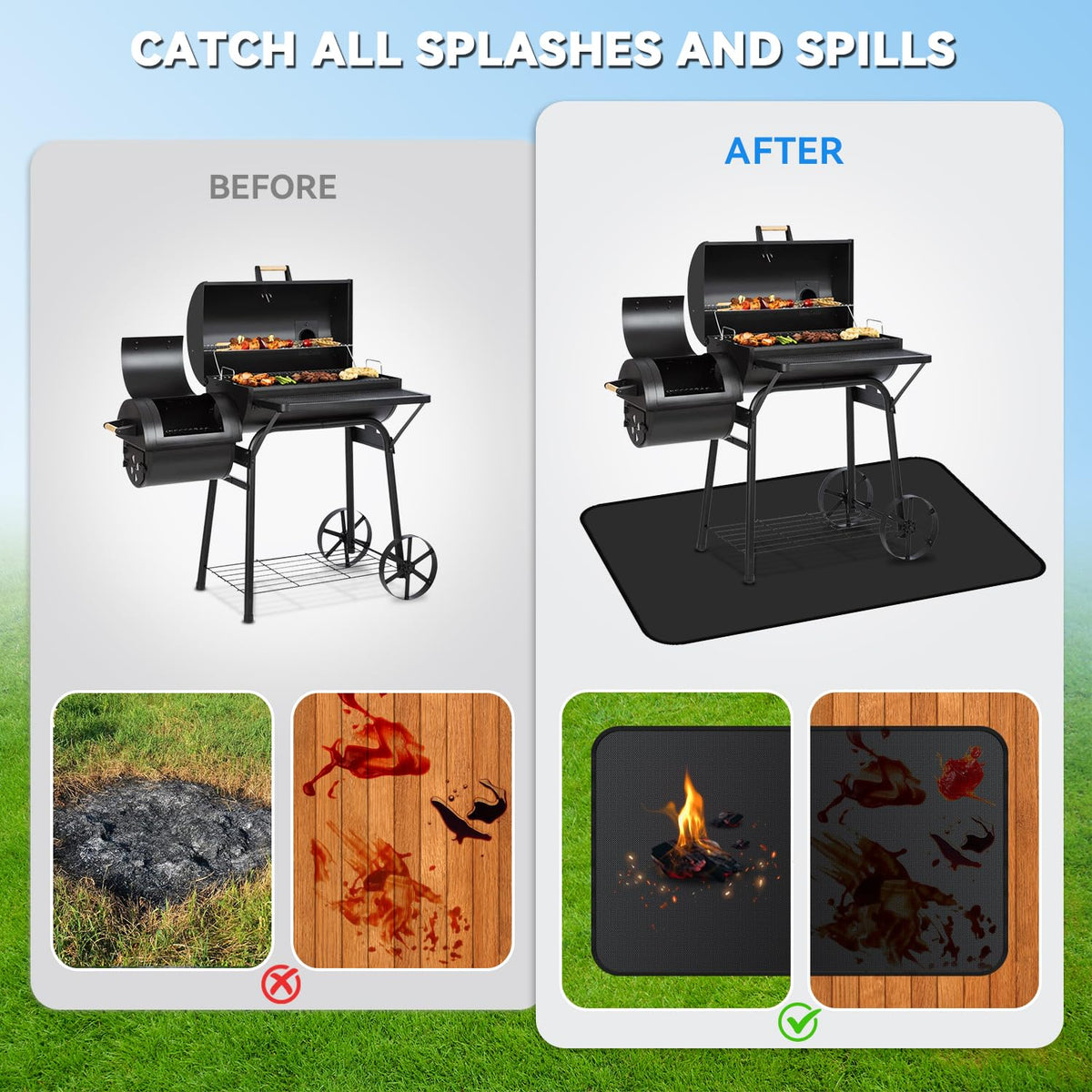 GRIBUDDY double-sided fireproof mat safely hosting embers on outdoor surface