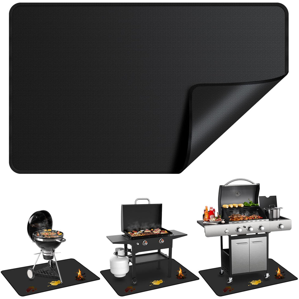 GRIBUDDY under-grill-mat 75x40 on a deck protects large grills from spills