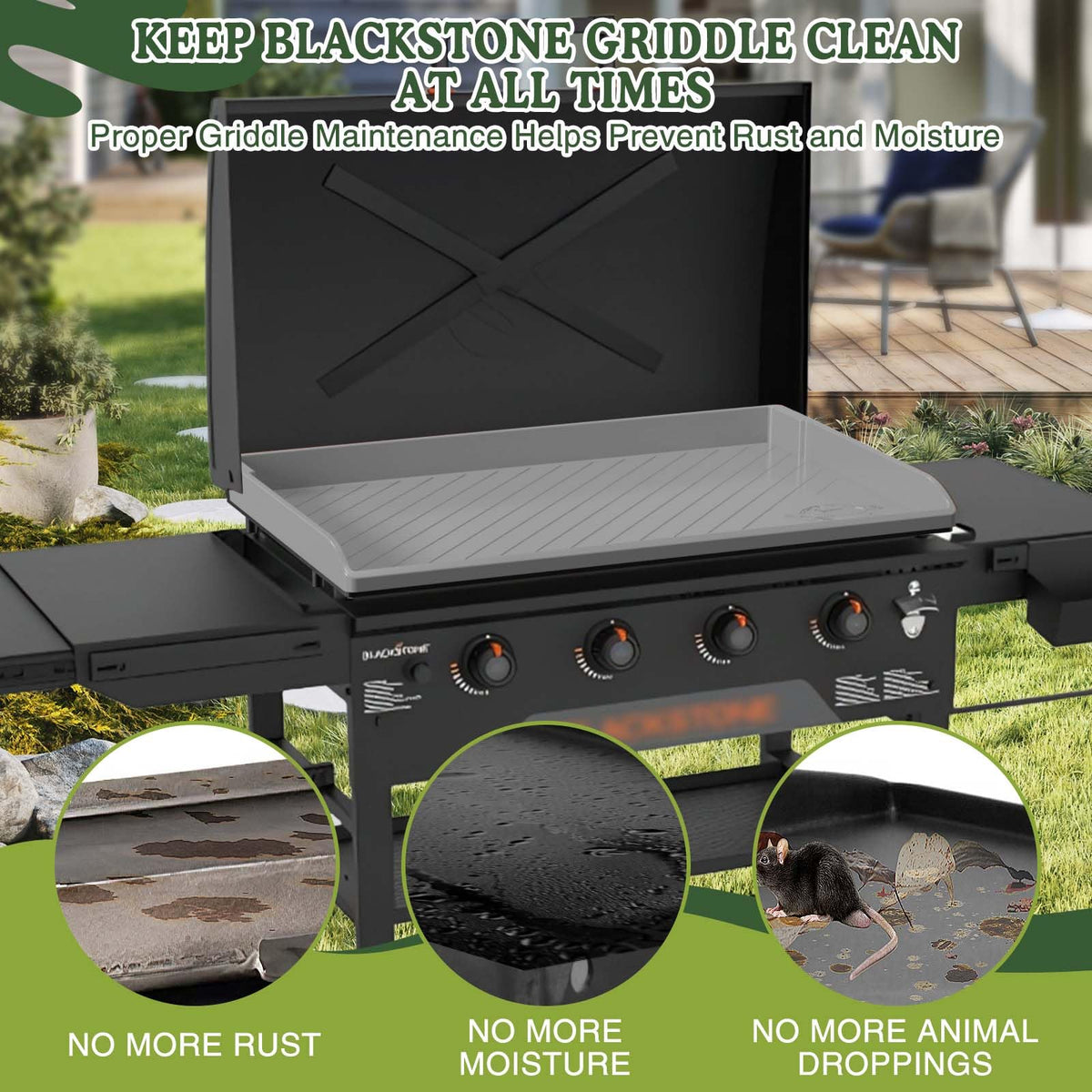 GRIDDLE COVER MAT protects against dirt and rust with non-stick surface
