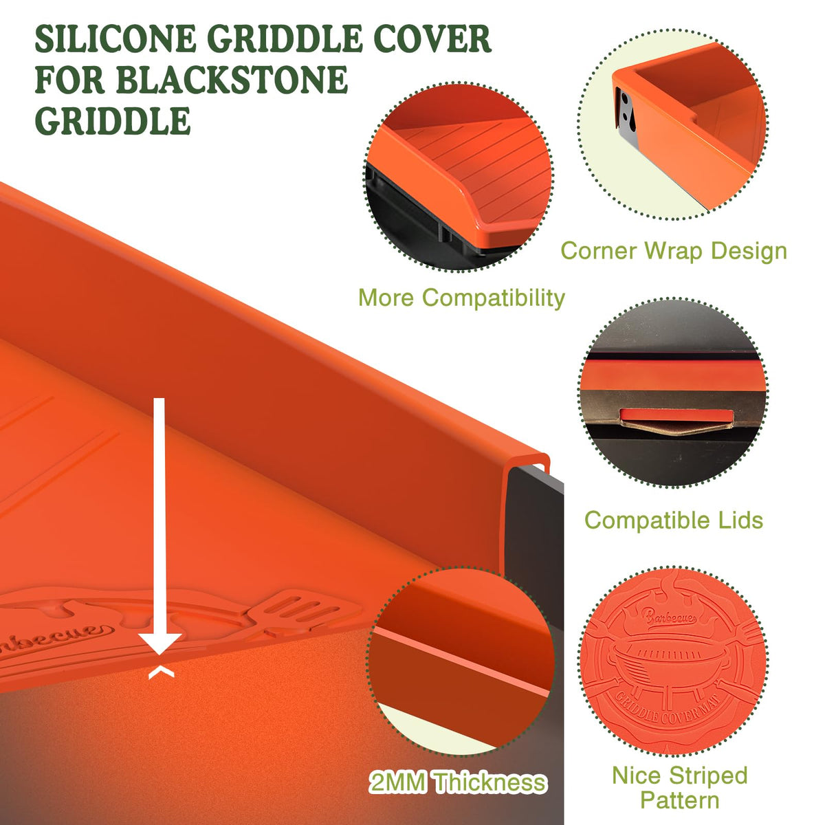 GRIDDLE COVER MAT orange full-coverage surface keeps griddle dry and ready