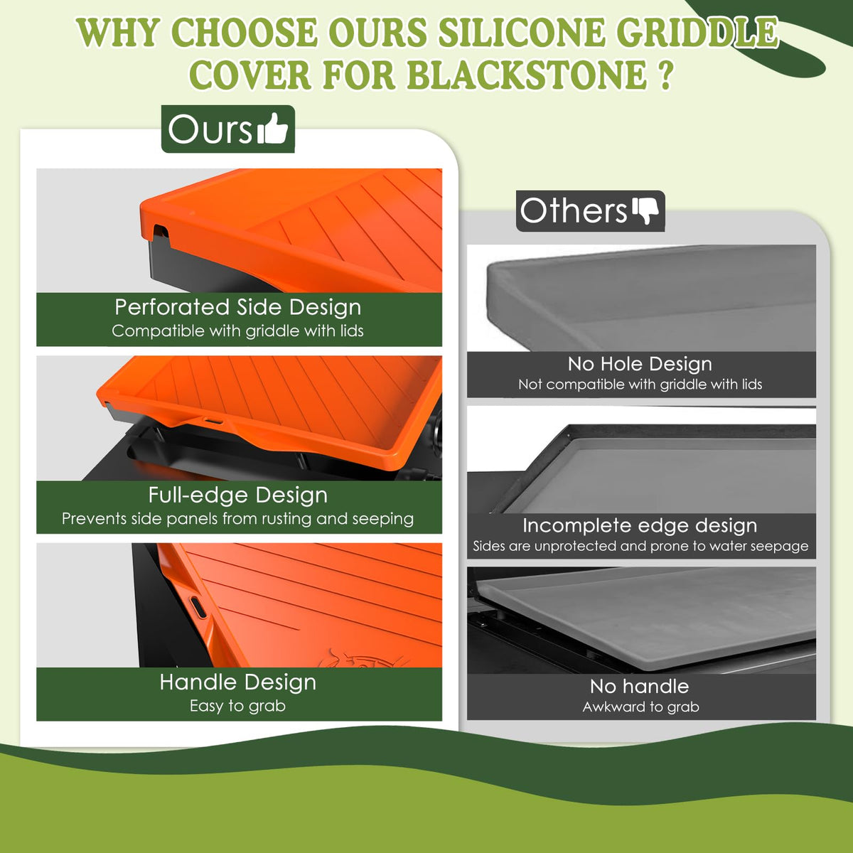 GRIDDLE COVER MAT in orange adds visibility and style while protecting your Blackstone.