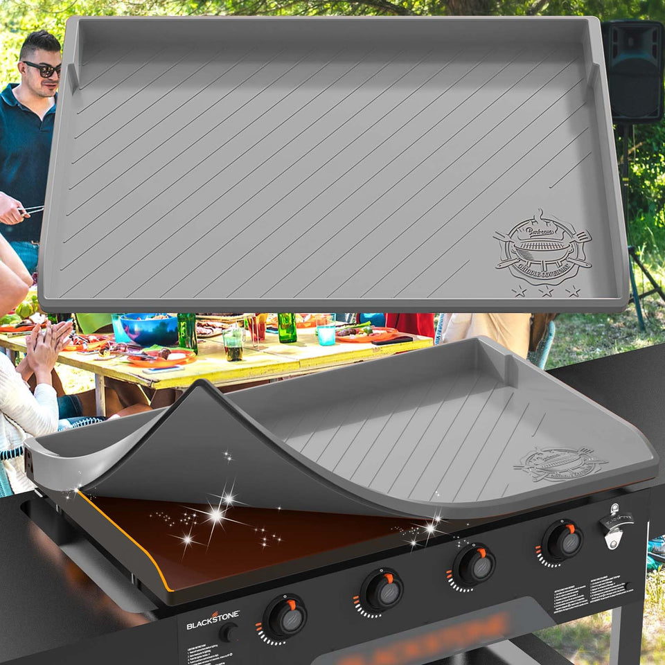 GRIDDLE COVER MAT silicone cover on 36-inch griddle showing snug fit and coverage