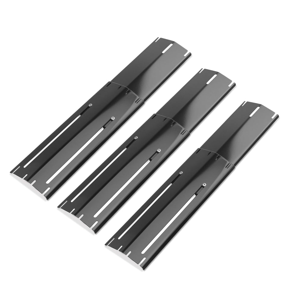 Grieptra universal heat plate shield on a grill, showcasing durable porcelain enamel.