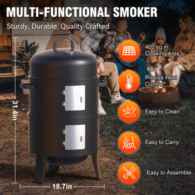 Grilife 16-inch charcoal smoker lid detail highlights crossbars and hooks.