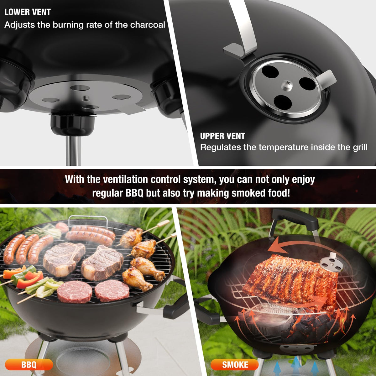 GRILIFE ash catcher at bottom for tidy grilling cleanup.
