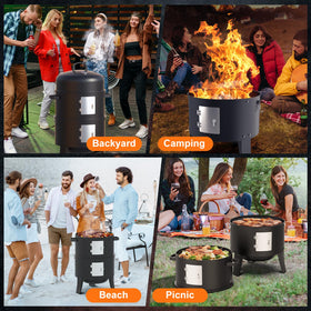Grilife outdoor fire pit smoker use for warmth and ambiance.