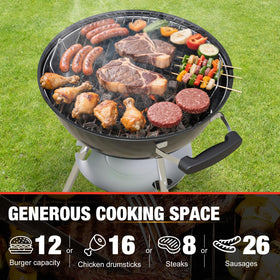 GRILIFE wheels and lid in motion for easy relocation during cooking.