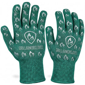 Grill Armor Gloves demonstrate 932°F heat resistance for high-heat grilling.