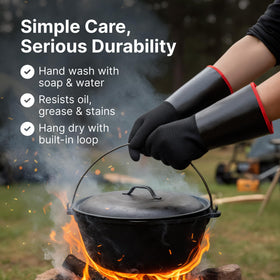 Grill Armor Gloves non-slip grip aids secure tool handling and control.