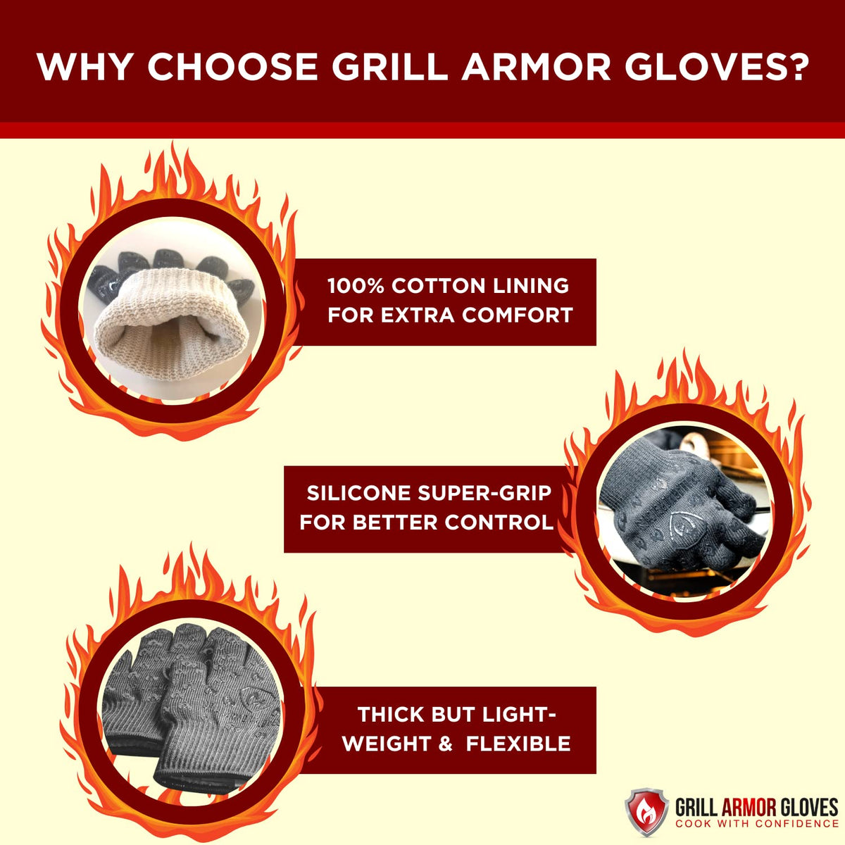 Grill Armor Gloves soft interior close-up for comfortable wear.
