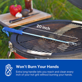 Grill Floss in action on a hot grill delivers quick, mess-free maintenance.