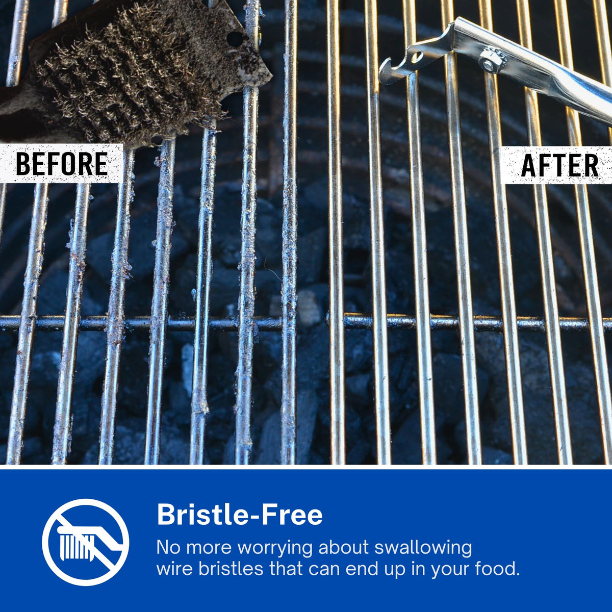 Grill Floss bristle-free design prevents bristle contamination during cooking.