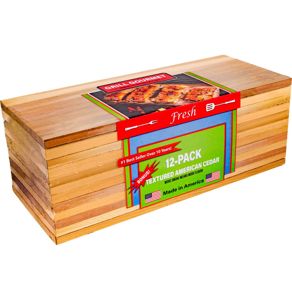 Grill Gourmet cedar planks pack 12 ready for smoky flavor infusion