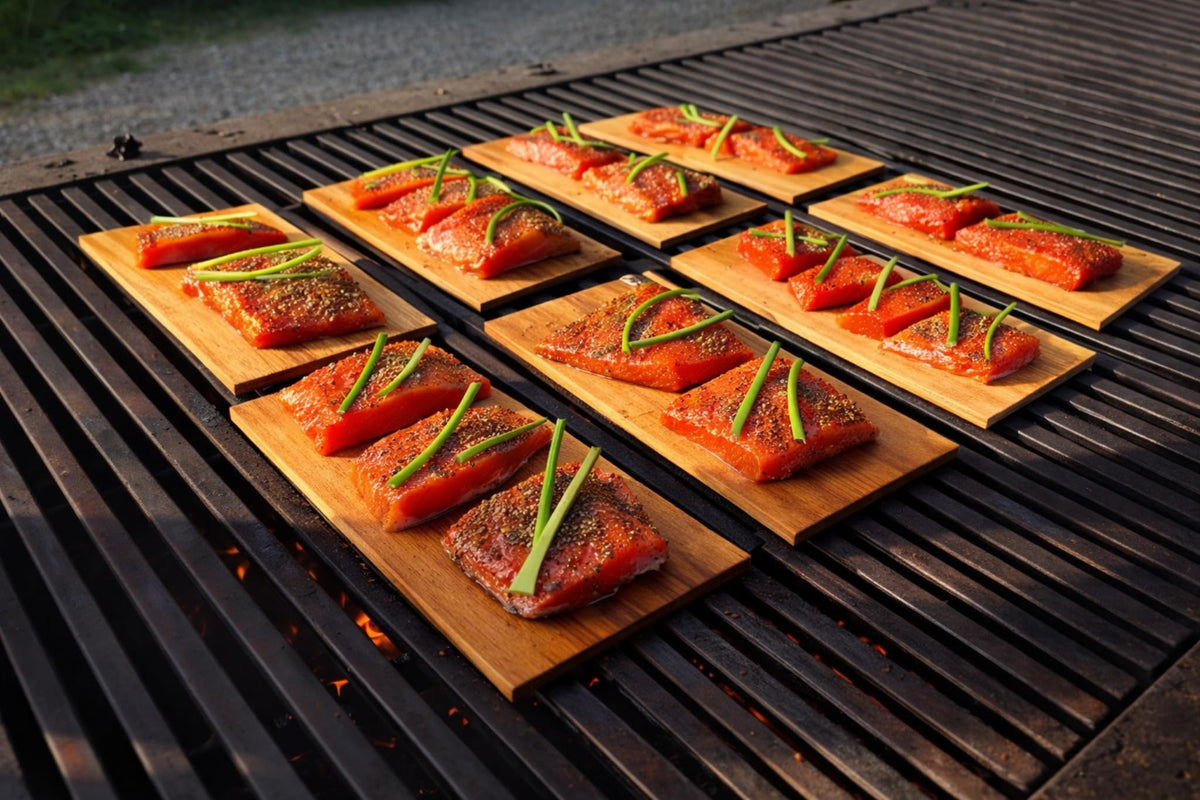 USA-made Grill Gourmet cedar planks displayed for home grilling