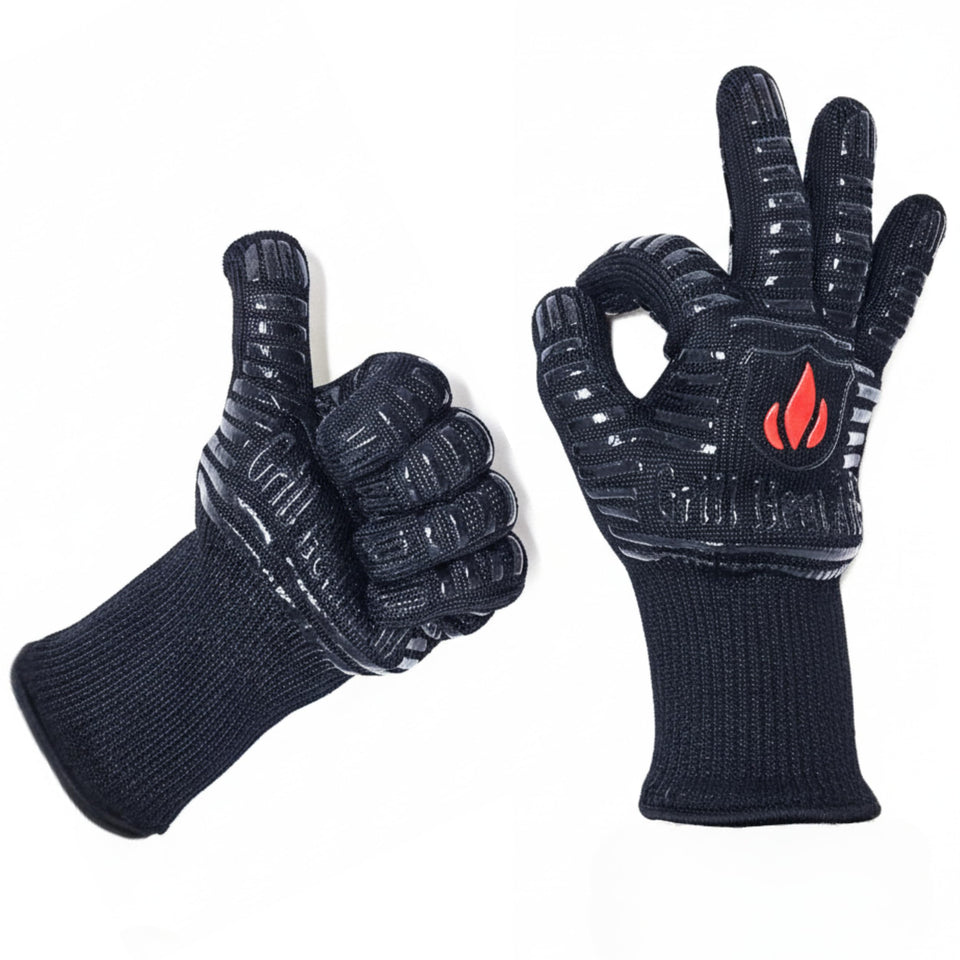 Grill Heat Aid extreme heat gloves close-up showing Kevlar fabric for heat protection