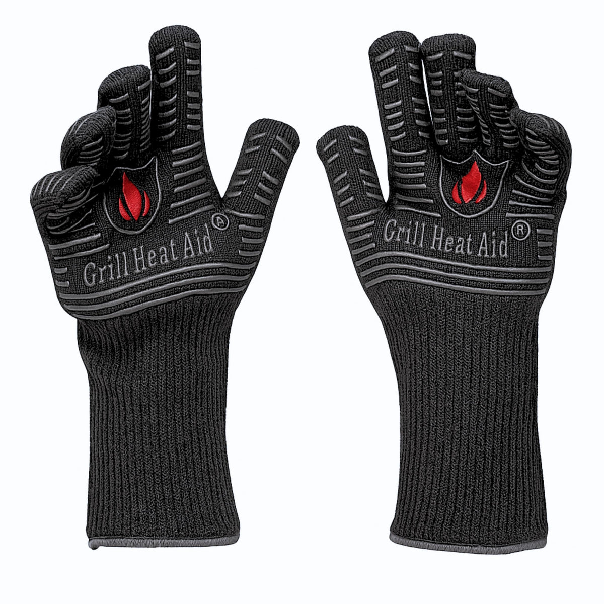 Grill Heat Aid fireproof gloves providing protection against high heat for handling hot cookware