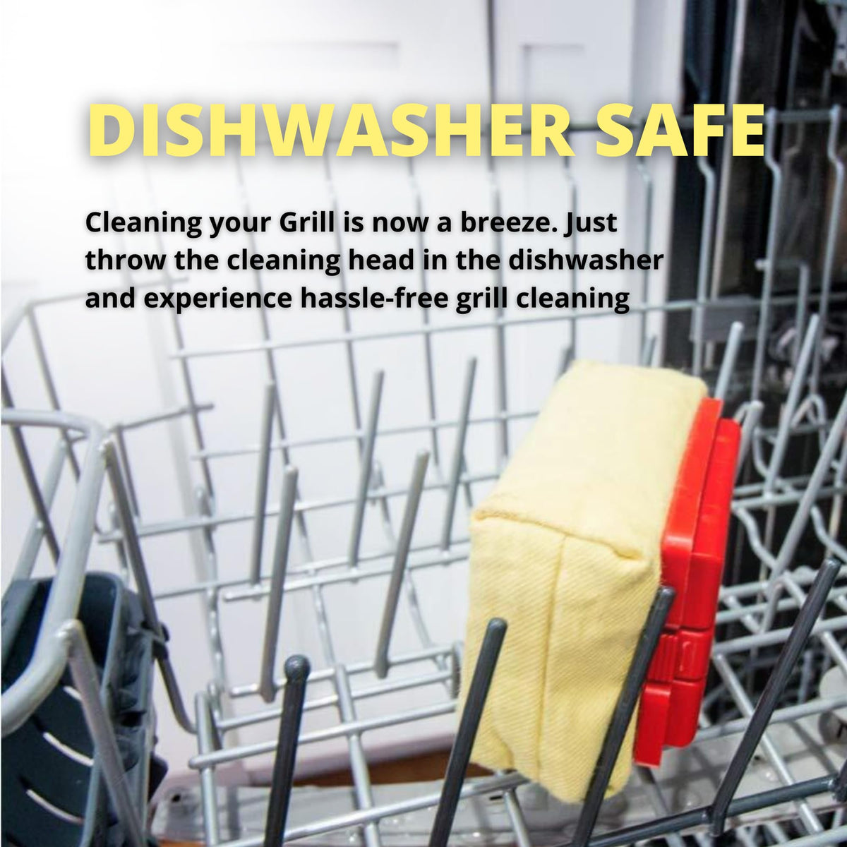 Grill Rescue cleaning head visible with heat resistance up to 600°F.