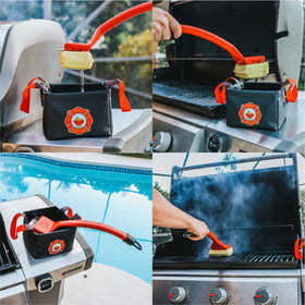 Grill Rescue collapsible bucket camping and fishing setup for outdoor cleanup.