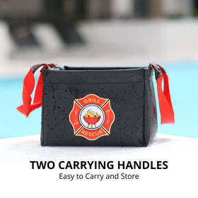 Grill Rescue collapsible bucket portable for camping and outdoor use.