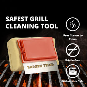 Grill Rescue heat-resistant head handles tough residue up to 600F.