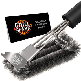 Grill Spark 18in BBQ brush with round head for quick large-surface cleaning