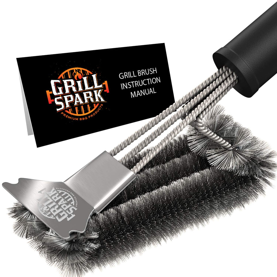 Grill Spark 18in BBQ brush with round head for quick large-surface cleaning
