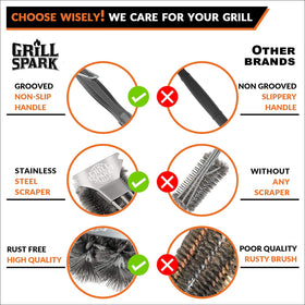 Grill Spark ergonomic 10in handle offers comfortable non-slip grip