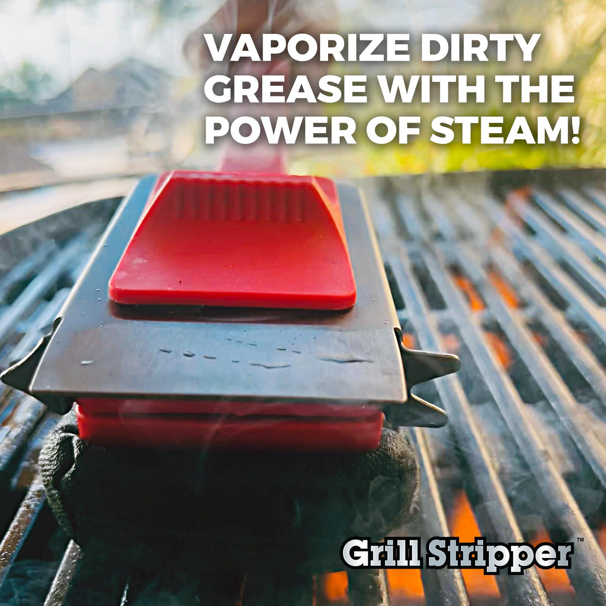 Grill Stripper steam-cleaning-action demonstrates fast residue removal