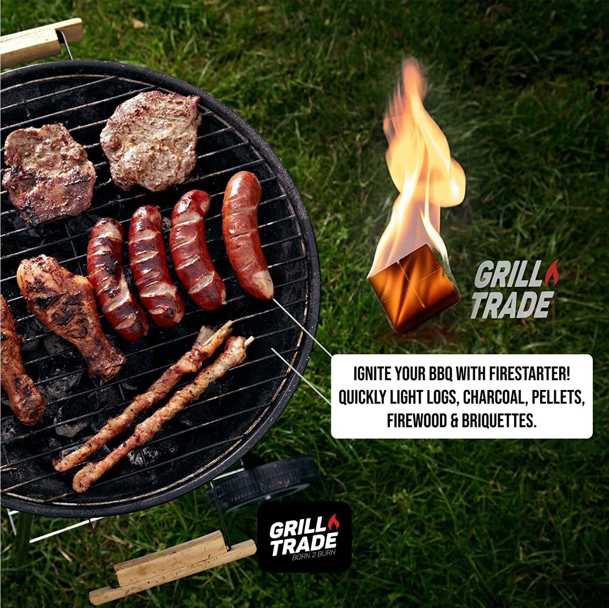 Grill Trade Fire Starter Squares ideal for camping fires and outdoor cooking sessions.