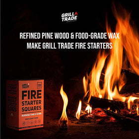 Grill Trade Fire Starter Squares cubes ready to ignite charcoal fast and safely.