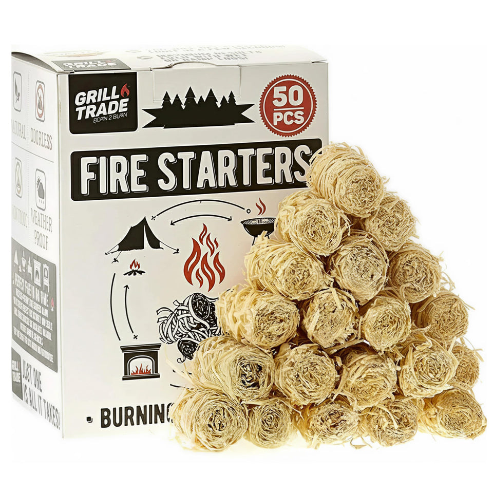 Grill Trade Fire Starters 50-pack for quick, clean ignition and mess-free grilling